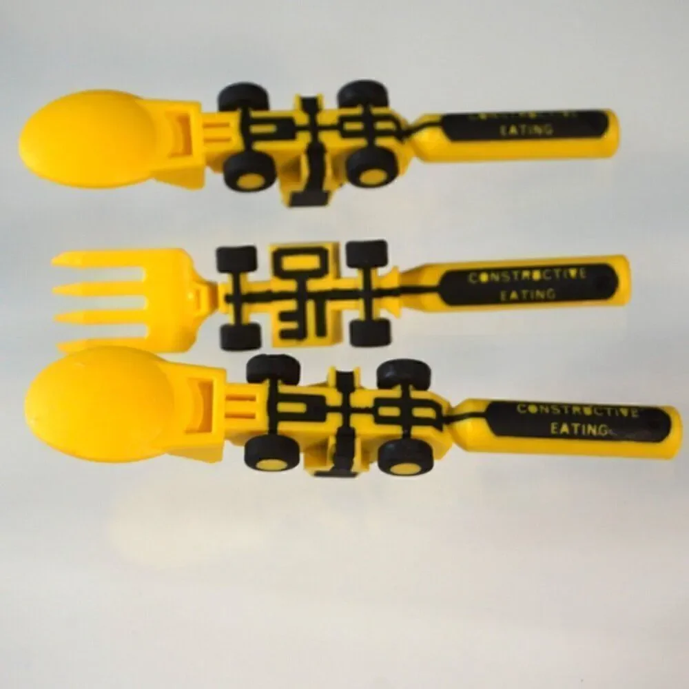 Constructive Eating Made in USA Set of 3 Construction Utensils for Toddlers